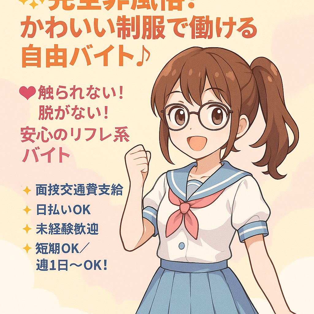 セーラー服の眼鏡女子 求人イラスト